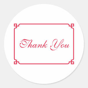 Red Deco Chic Wedding Thank You Classic Round Sticker