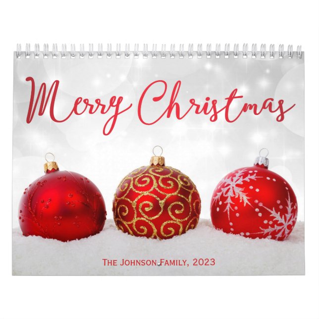 Red Decor Merry Christmas 2023 Photo Calendar (Cover)