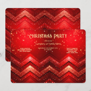 Red Decorative Christmas Glitter Holiday Party Invitation