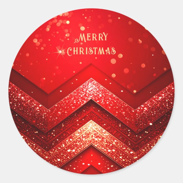 Red Decorative Christmas Glitter Holiday Sticker (Front)