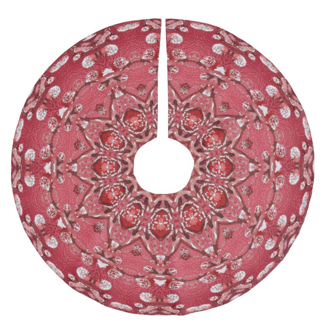 Red Decorative Christmas Holiday Tree Skirt (Front)