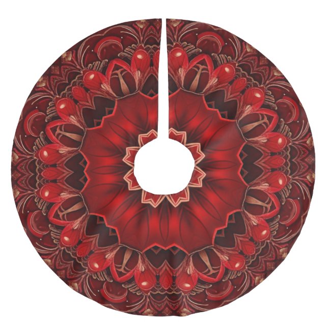Red Decorative Christmas Tree Skirt (Front)