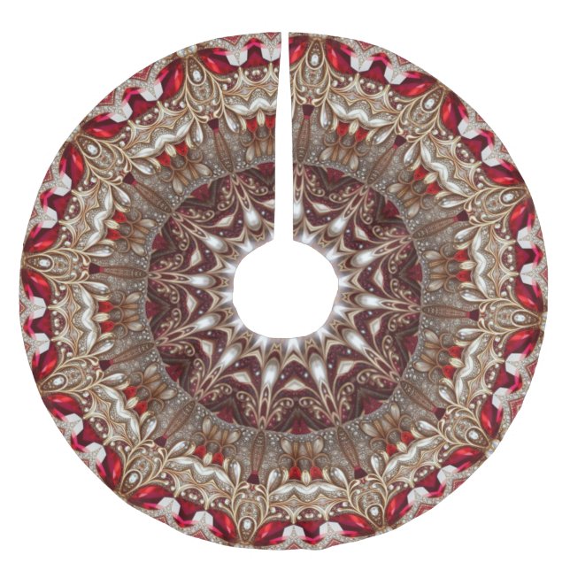 Red Decorative Christmas Tree Skirt (Front)