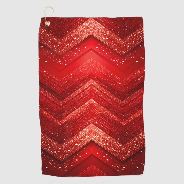 Red Decorative Glitter Golf Towel (Front)