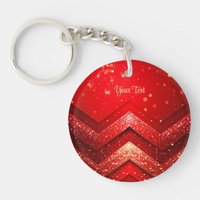 Red Decorative Glitter Keychain (Front)