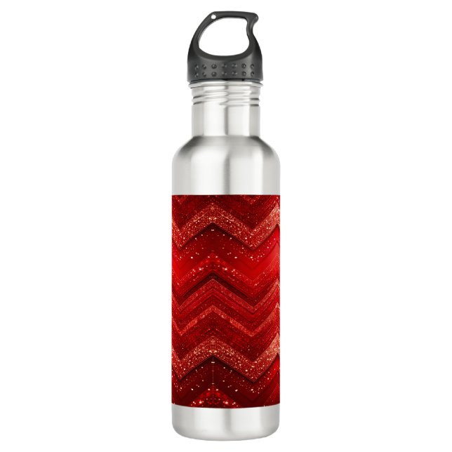 Red Decorative Glitter Water Bottle (Front)