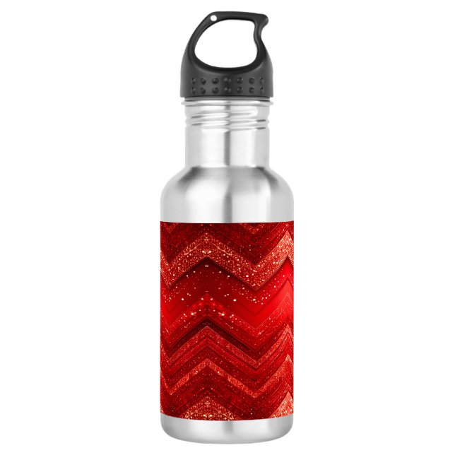 Red Decorative Glitter Water Bottle (Front)