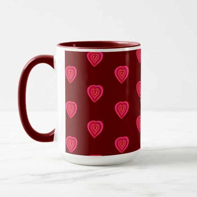 red decorative heart mug (Left)