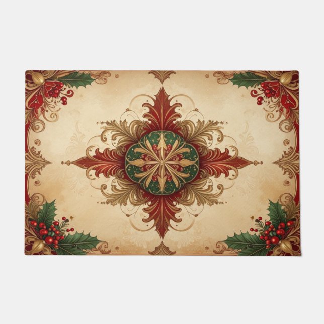 Red Decorative Holiday Doormat (Front)