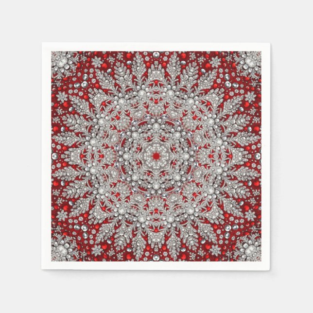Red Decorative Holiday Napkin (Front)