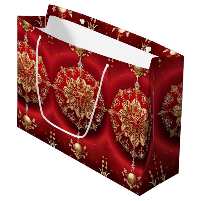 Red Decorative Ornaments Holiday Gift Bag (Front Angled)