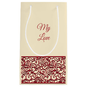 Red Decorative Swirl Small Gift Bag