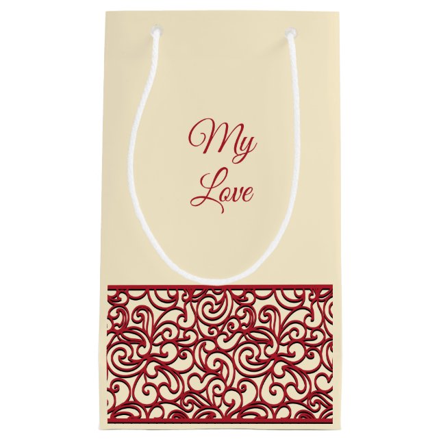 Red Decorative Swirl Small Gift Bag (Front)