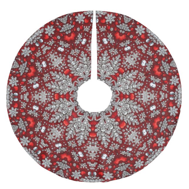 Red Decorative Tree Skirt (Front)