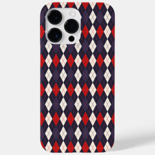 Red deep violet argyle pattern  Case-Mate iPhone 14 pro max case