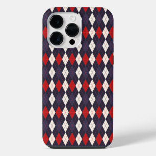 Red deep violet argyle pattern  iPhone 14 pro max case