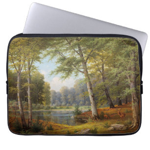 Red Deer by the Forest Pond Laptop Sleeve