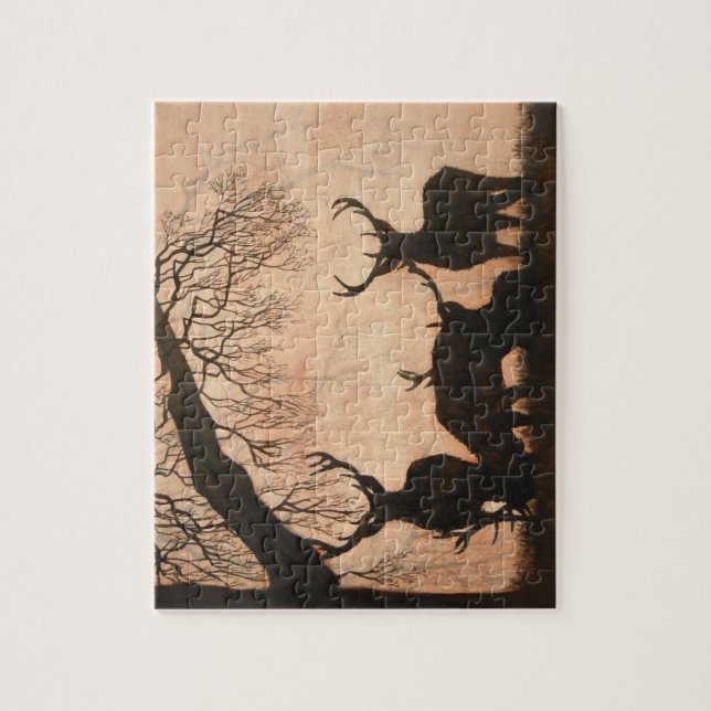 Red Deer Evening Silhouette 110 piece Puzzle (Vertical)