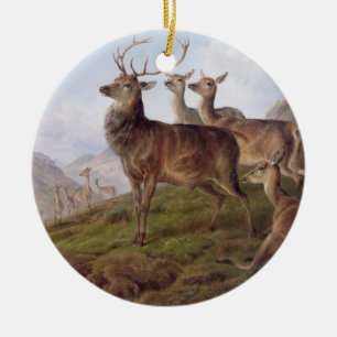 Red Deer in a Highland Landscape, 1872 (oil on can Ceramic Ornament
