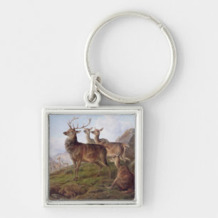 Red Deer in a Highland Landscape, 1872 (oil on can Keychain