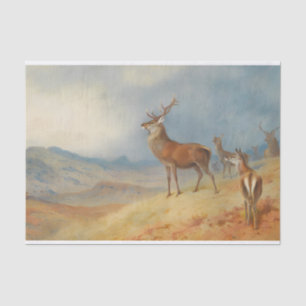 Red Deer In A Highland Landscape, Art Tissue Paper