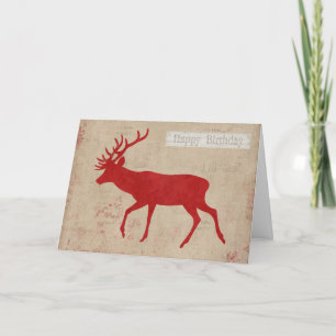 Red Deer Silhouette Birthday  Card