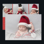 Red Delicate Snow Full Photo Christmas Baby  Holiday Card<br><div class="desc">A stylish holiday birth announcement featuring a delicate snow border. Add your holiday greeting,  custom text and 3 additional photos to the back.</div>
