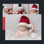 Red Delicate Snow Full Photo Christmas Baby  Holiday Card<br><div class="desc">A stylish holiday birth announcement featuring a delicate snow border. Add your holiday greeting,  custom text and 3 additional photos to the back.</div>