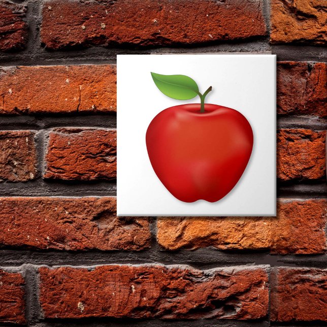 Red  Delicious Apple Tile (Red Delicious Apple Ceramic Tile for your home. An original drawing from my garden.)