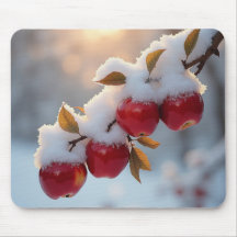 Red delicious apples in snow