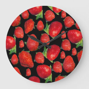 Red Delicious Strawberries, Large Clock