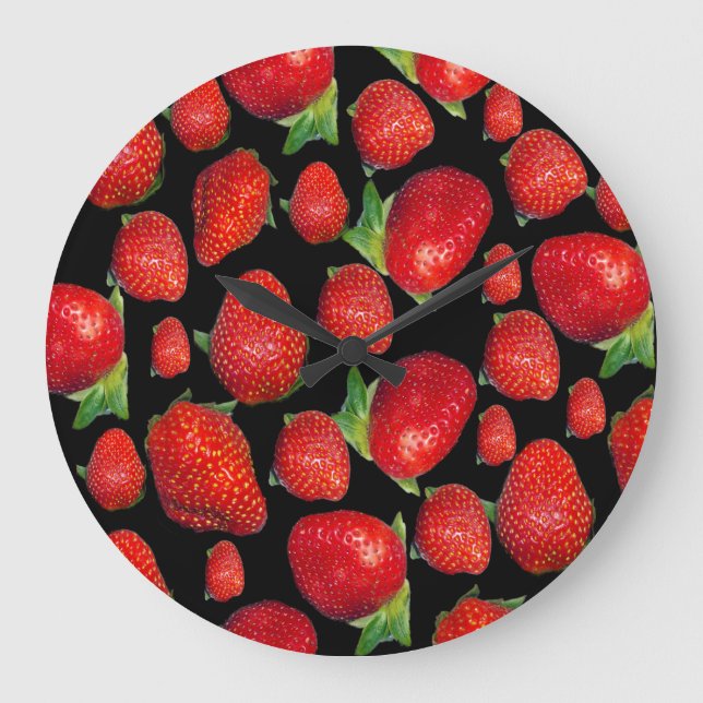 Red Delicious Strawberries,    Large Clock (Front)
