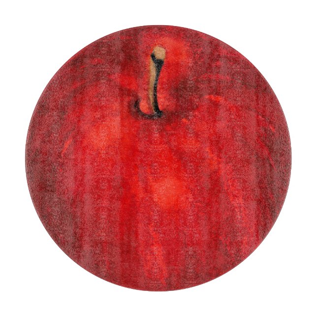 'Red Delicious' Watercolor Apple Cutting Board (Front)