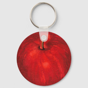 'Red Delicious Watercolor Apple Keychain
