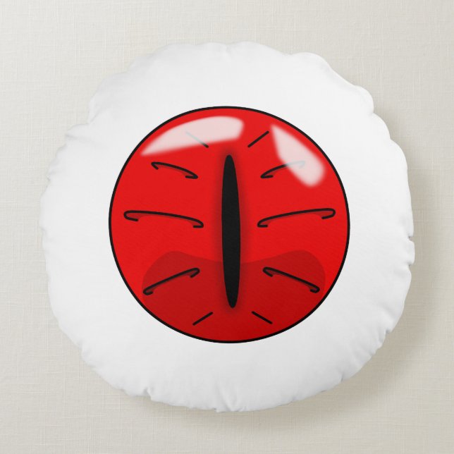 Red Demon Cat Eye Round Pillow (Front)
