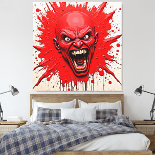 Red Demon Fury Art Canvas Print