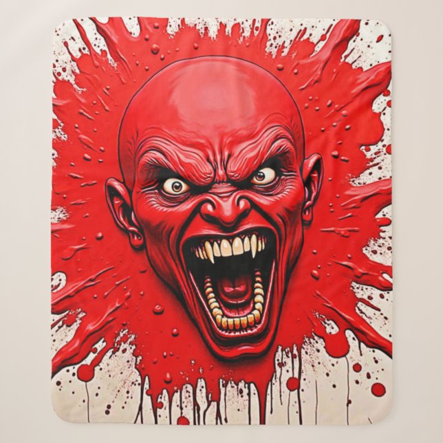 Red Demon Fury Art Sherpa Blanket (Front)