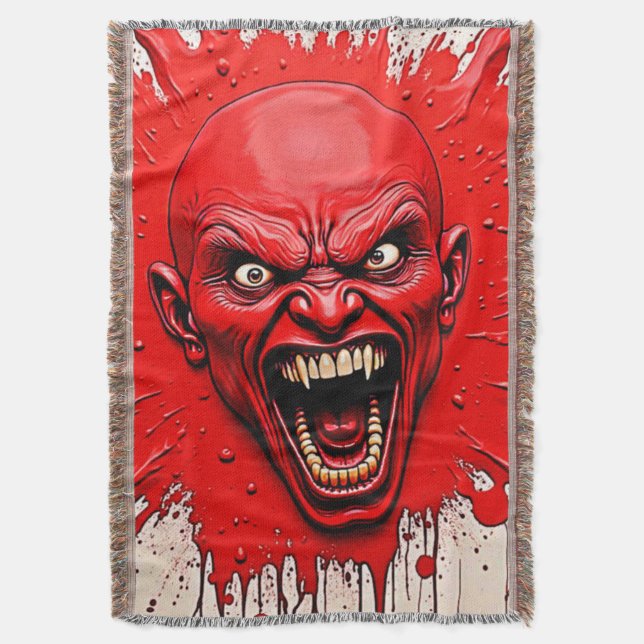 Red Demon Fury Art Throw Blanket (Front Vertical)