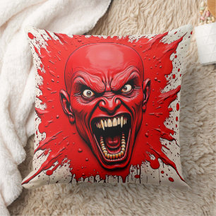 Red Demon Fury Art Throw Pillow