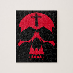 Red Demon Skull Gothic Graphic Design Jigsaw Puzzle