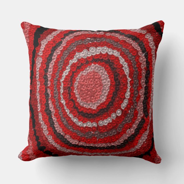 Red Designer Pattern Throw Pillow (Front)