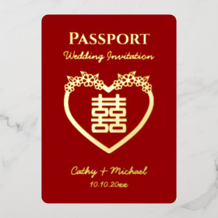 Red destination chinese wedding passport