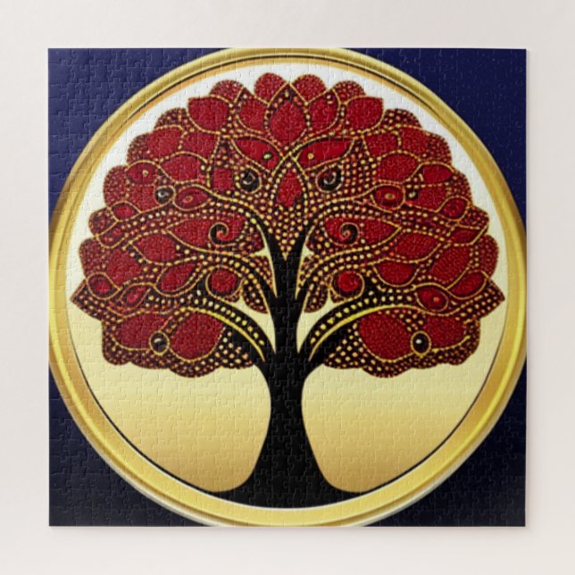 Red Detailed Tree of Life Jigsaw Puzzle (Vertical)