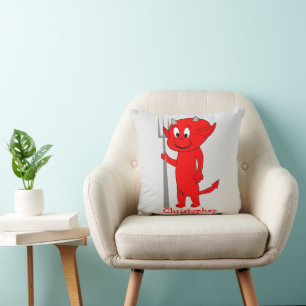 Red Devil Design Personalised Throw Pillow