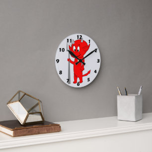 Red Devil Design Round Clock