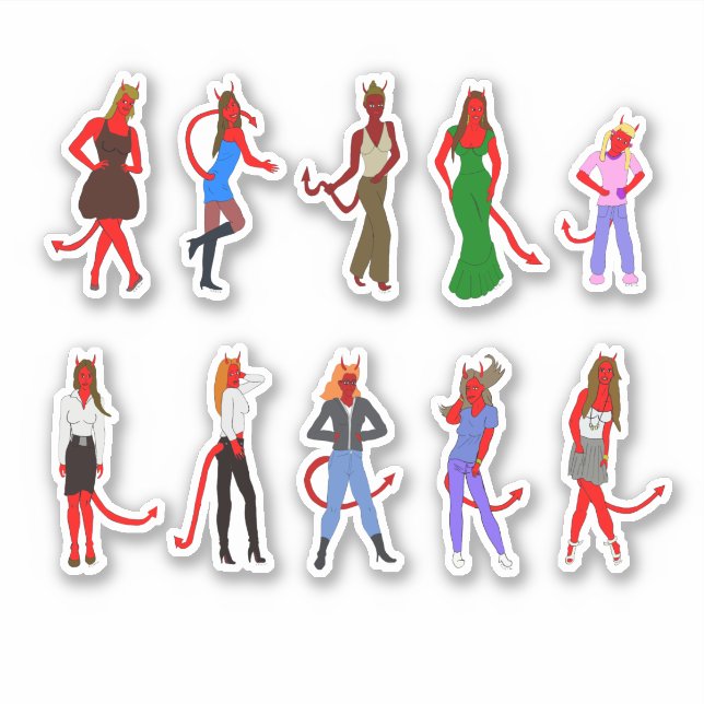 Red devil girl sticker sheet (Front)