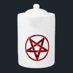 Red Devil Pentagram<br><div class="desc">Red,  inverted,  textured pentagram in circle,  on white background. Occult symbol. 666</div>