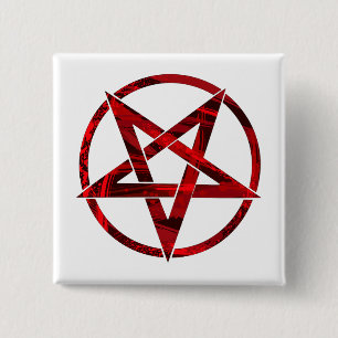 Red Devil Pentagram 2 Inch Square Button