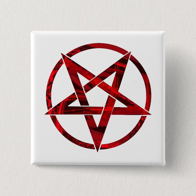Red Devil Pentagram 2 Inch Square Button (Front)