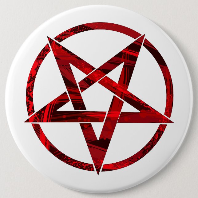 Red Devil Pentagram 6 Inch Round Button (Front)